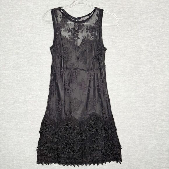 Womens Black Lace Dress Whimsy Goth Size Small Slip Gothic Sexy Party Crochet - Picture 1 of 7